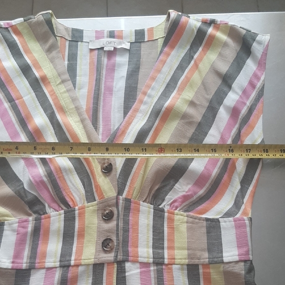 LOFT NWOT Multicolor Striped FITTED A-line Midi Dress Size 8 - Picture 10 of 12